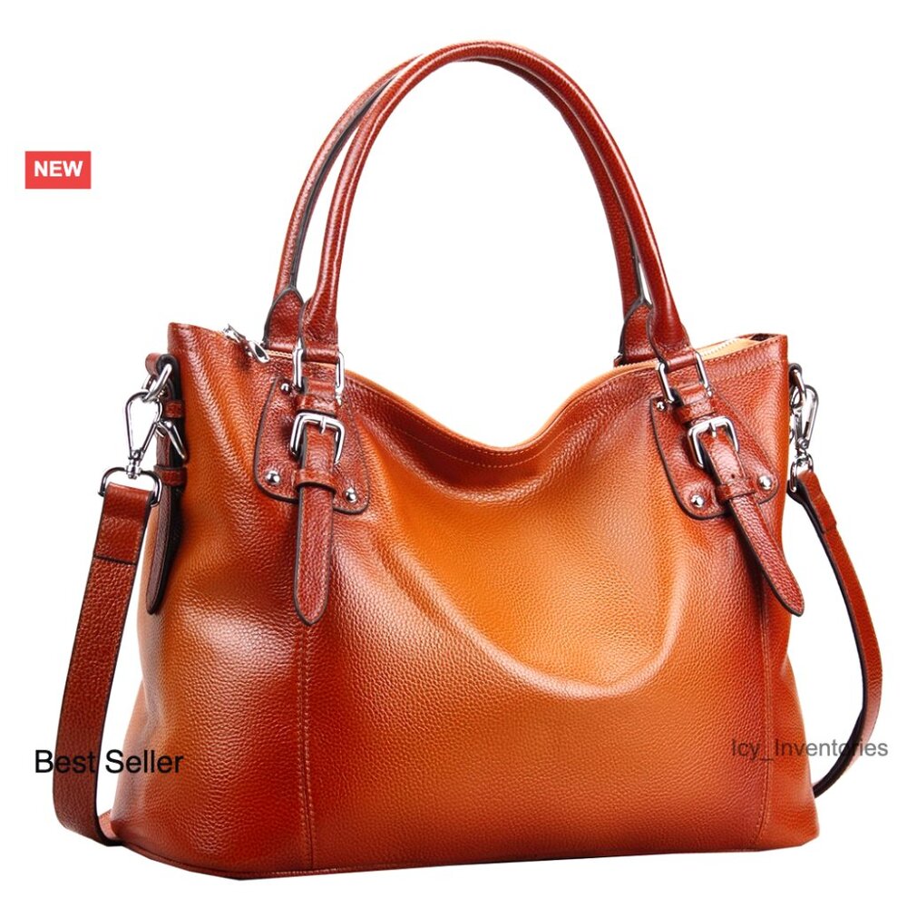 Classic Pebbled Leather Tote in Burnt Orange